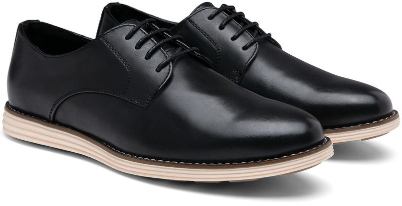 Vostey Mens Casual Dress Shoes Wingtip Plain Business Dress Shoes for Men (BMY618 Black 11) - Image 1